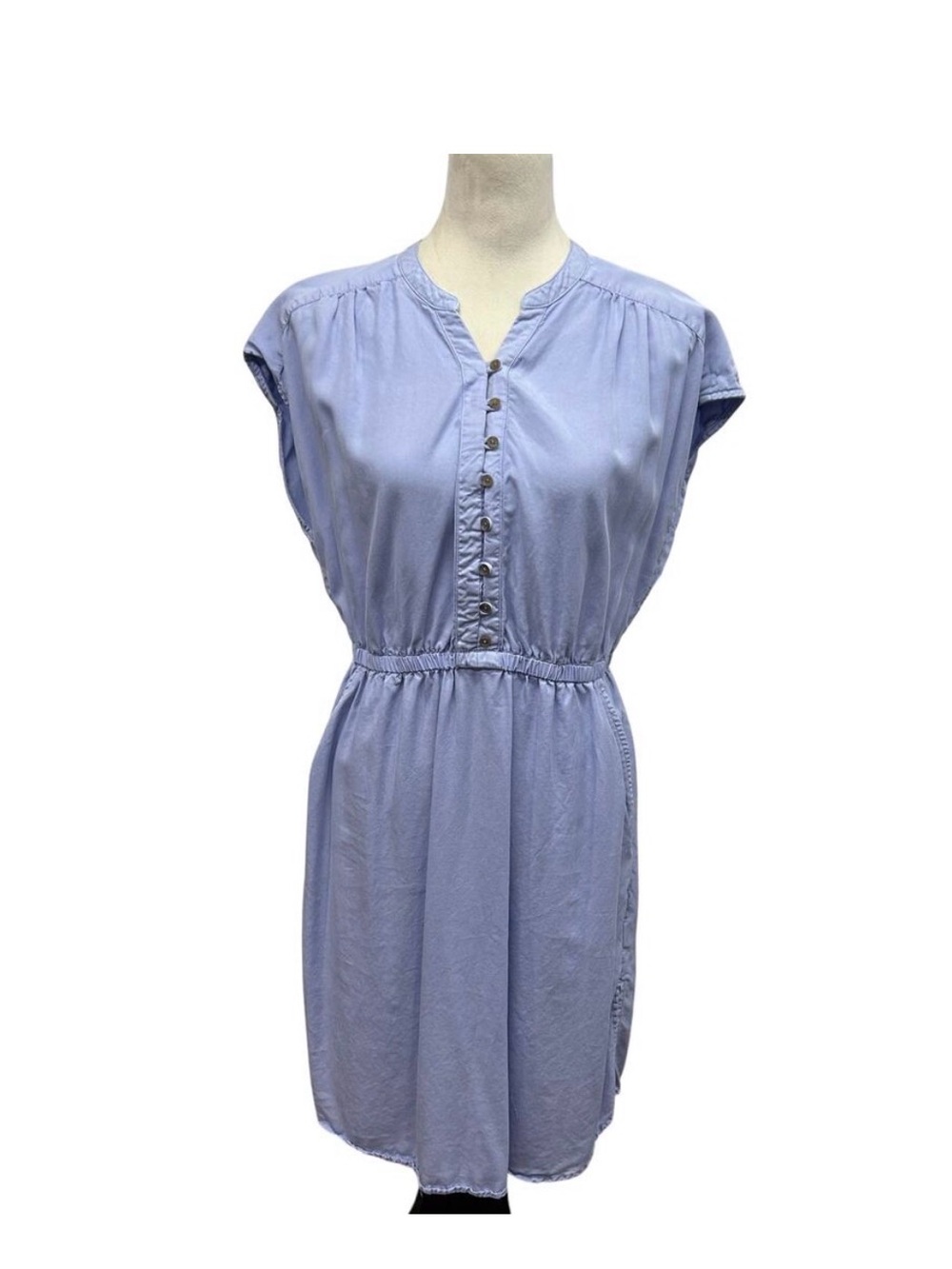 Effortless Casual Button Front Dress prAna Tencel Lyocell Blue Size‎ M